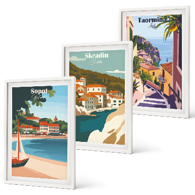 Set di quadri incorniciati Illustrazioni di città costiere