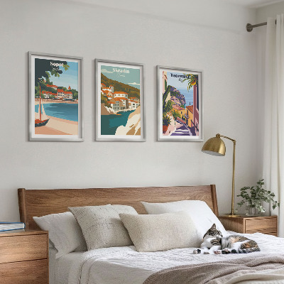 Set di quadri incorniciati Illustrazioni di città costiere