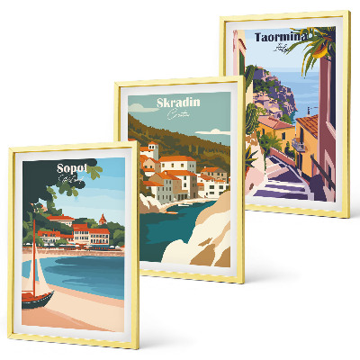 Set di quadri incorniciati Illustrazioni di città costiere