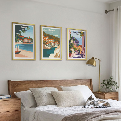 Set di quadri incorniciati Illustrazioni di città costiere