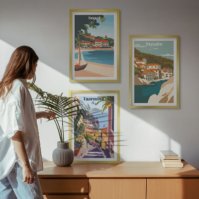 Set di quadri incorniciati Illustrazioni di città costiere