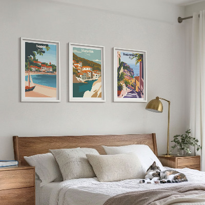 Set di quadri incorniciati Illustrazioni di città costiere