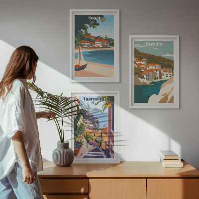 Set di quadri incorniciati Illustrazioni di città costiere