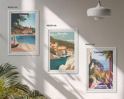 Set di quadri incorniciati Illustrazioni di città costiere