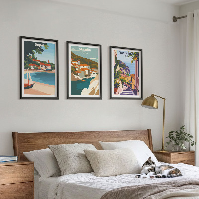 Set di quadri incorniciati Illustrazioni di città costiere