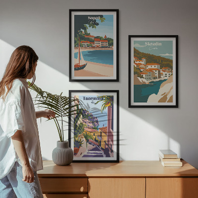 Set di quadri incorniciati Illustrazioni di città costiere