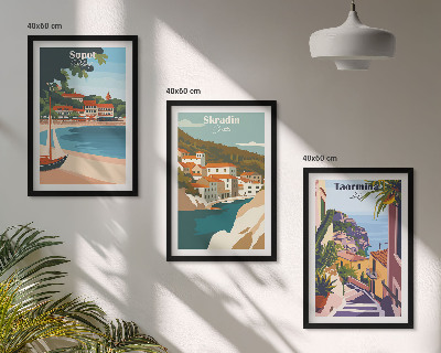Set di quadri incorniciati Illustrazioni di città costiere