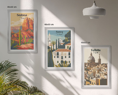 Set di 3 quadri Viste Sedona Sintra Valletta retrò