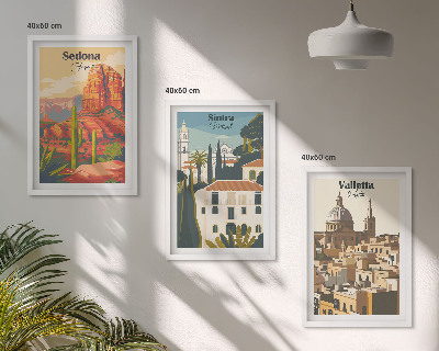 Set di 3 quadri Viste Sedona Sintra Valletta retrò