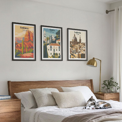 Set di 3 quadri Viste Sedona Sintra Valletta retrò