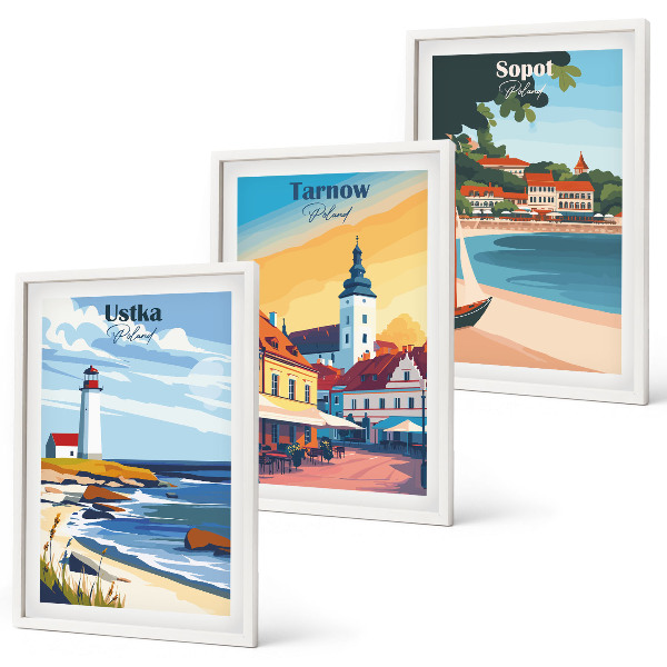 Set di quadri incorniciati Viste della città Ustka Tarnów Sopot