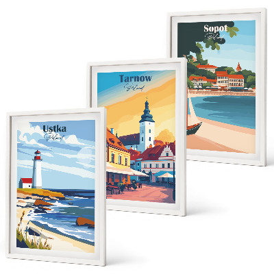 Set di quadri incorniciati Viste della città Ustka Tarnów Sopot