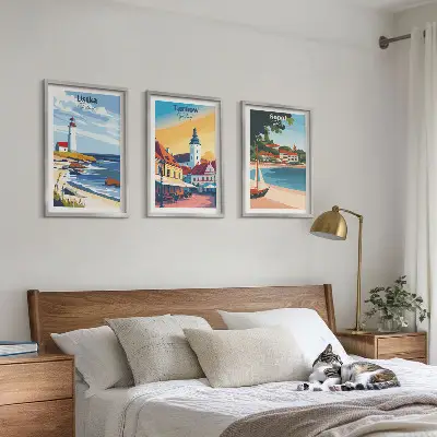 Set di quadri incorniciati con vedute delle città di Ustka, Tarnów e Sopot
