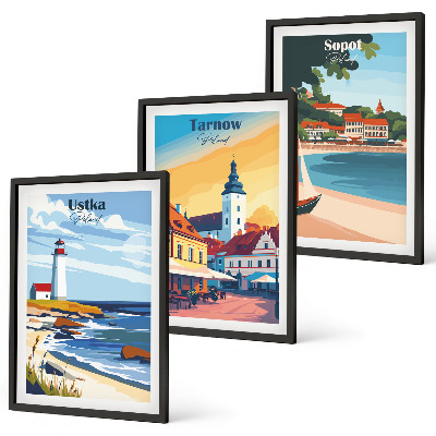 Set di quadri incorniciati Viste della città Ustka Tarnów Sopot