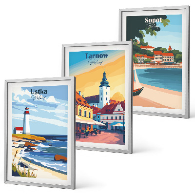 Set di quadri incorniciati Viste della città Ustka Tarnów Sopot