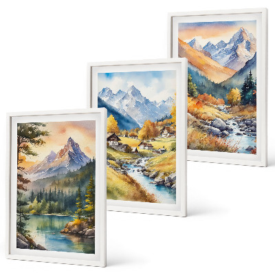 Set di quadri incorniciati Paesaggio montano con un fiume