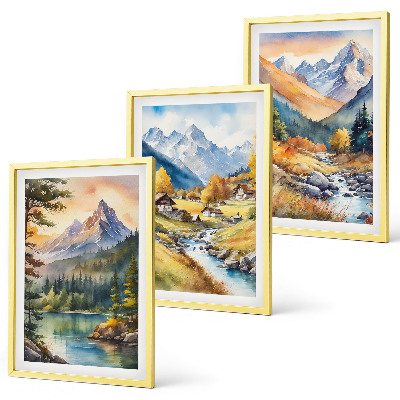 Set di quadri incorniciati Paesaggio montano con un fiume