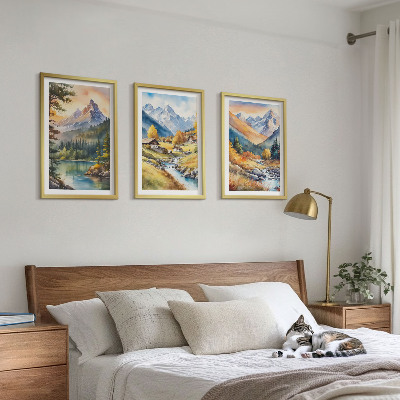 Set di quadri incorniciati Paesaggio montano con un fiume