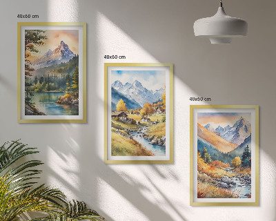 Set di quadri incorniciati Paesaggio montano con un fiume