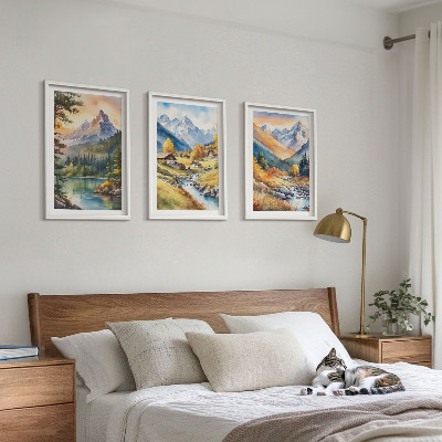 Set di quadri incorniciati Paesaggio montano con un fiume