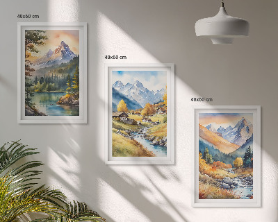 Set di quadri incorniciati Paesaggio montano con un fiume