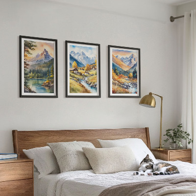 Set di quadri incorniciati Paesaggio montano con un fiume