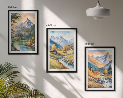 Set di quadri incorniciati Paesaggio montano con un fiume