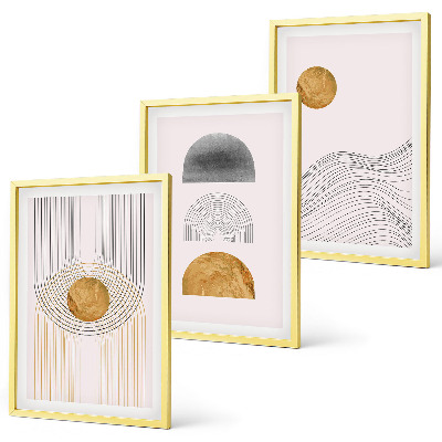 Set di 3 quadri Forme astratte beige e grigie