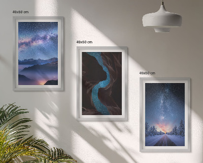 Composizione di quadri cielo notturno montagne paesaggio invernale