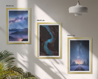 Composizione di quadri cielo notturno montagne paesaggio invernale