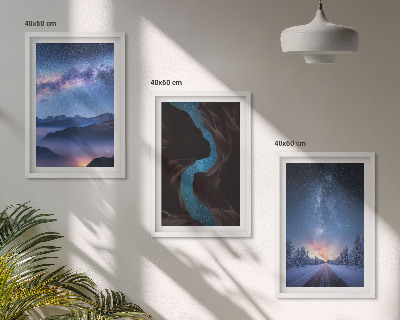Composizione di quadri cielo notturno montagne paesaggio invernale