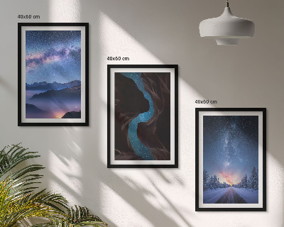 Composizione di quadri cielo notturno montagne paesaggio invernale