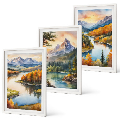 Set di quadri incorniciati Paesaggi montani con un fiume