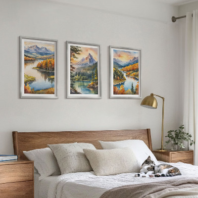 Set di quadri incorniciati Paesaggi montani con un fiume