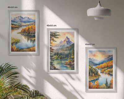 Set di quadri incorniciati Paesaggi montani con un fiume