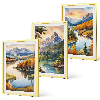 Set di quadri incorniciati Paesaggi montani con un fiume