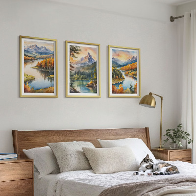 Set di quadri incorniciati Paesaggi montani con un fiume