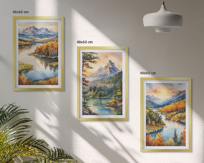 Set di quadri incorniciati Paesaggi montani con un fiume