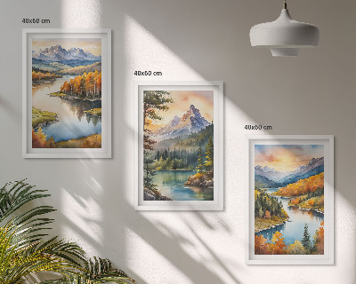 Set di quadri incorniciati Paesaggi montani con un fiume