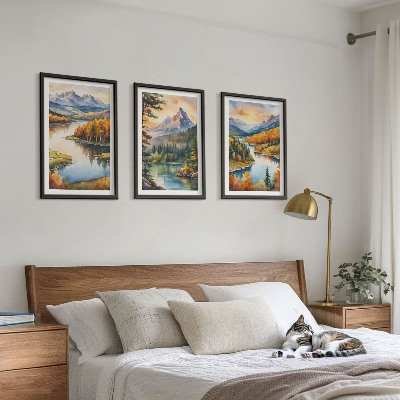 Set di quadri incorniciati Paesaggi montani con un fiume