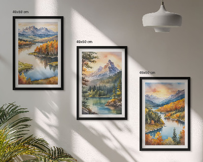 Set di quadri incorniciati Paesaggi montani con un fiume