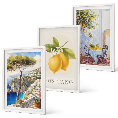 Composizione di quadri Vedute di Positano con limoni