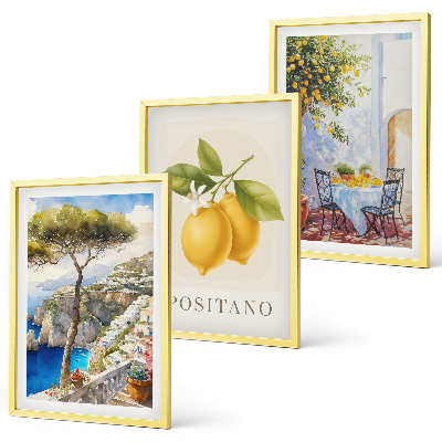 Composizione di quadri Vedute di Positano con limoni