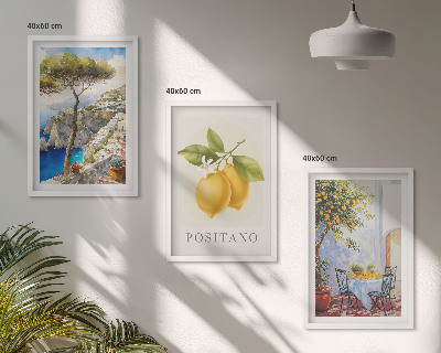 Composizione di quadri Vedute di Positano con limoni