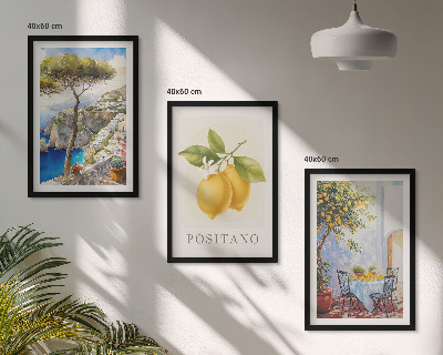 Composizione di quadri Vedute di Positano con limoni