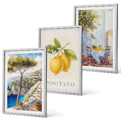 Composizione di quadri Vedute di Positano con limoni