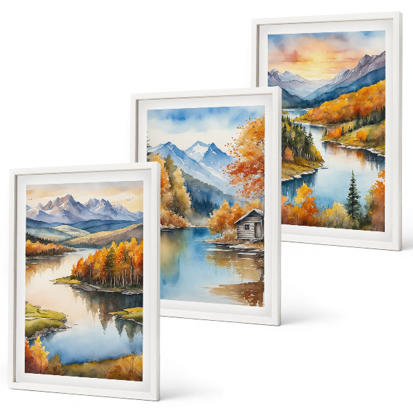 Set di quadri incorniciati Paesaggi montani autunnali