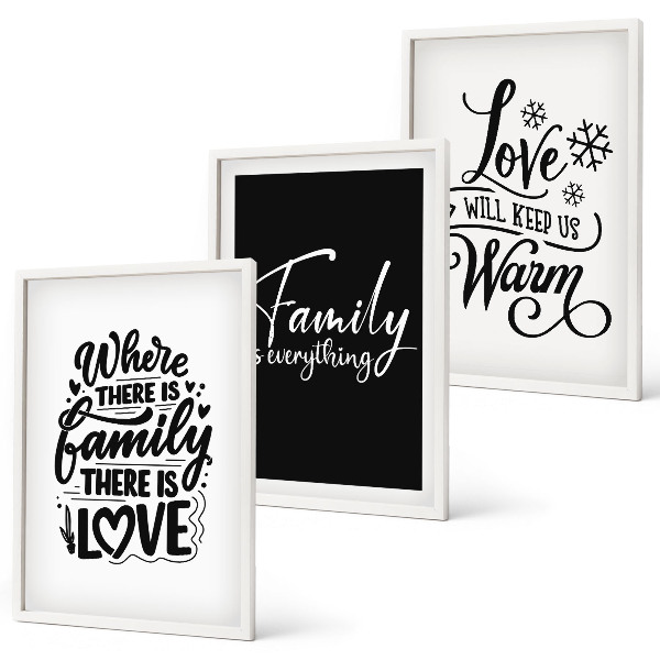 Set di 3 quadri Famiglia, amore, calore, casa