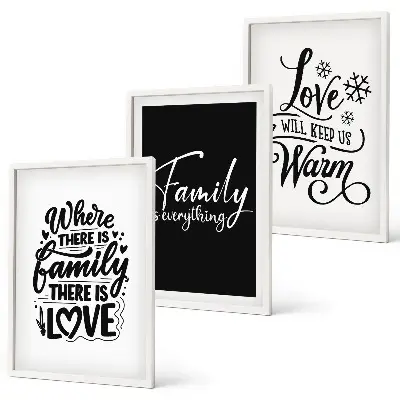 Set di 3 quadri con tema famiglia, amore, calore e casa