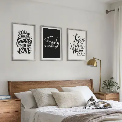 Set di 3 quadri con tema famiglia, amore, calore e casa